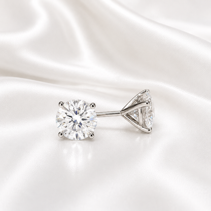 Martini Style Moissanite Stud Earrings , 1.60 ctw. To 3.80 ctw. 14K Gold , Unisex Moissanite Stud Earrings , Simple Stud Earrings #8826
