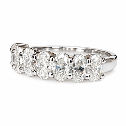 Eternity Wedding Band 14k White Gold, Oval Cut Wedding Band, Anniversary Band, Moissanite Wedding Band, Oval Cut Band, Half Eternity, #6320