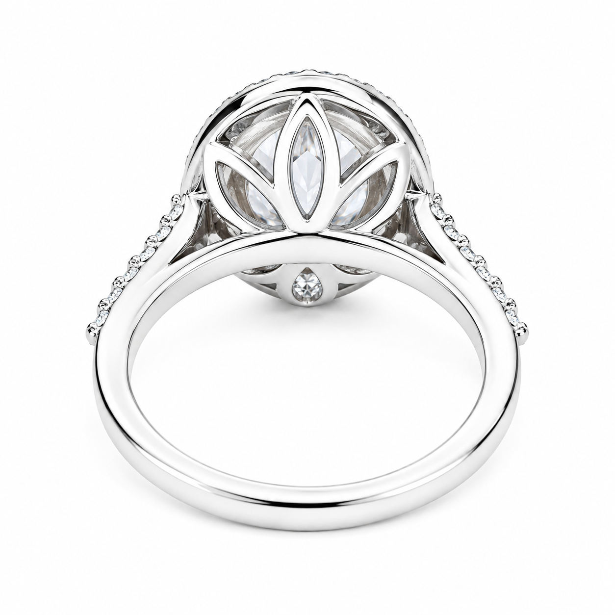 Oval shaped moissanite engagement ring white gold double halo moissanite fiancé ring Unique vintage wedding anniversary promise ring #7647