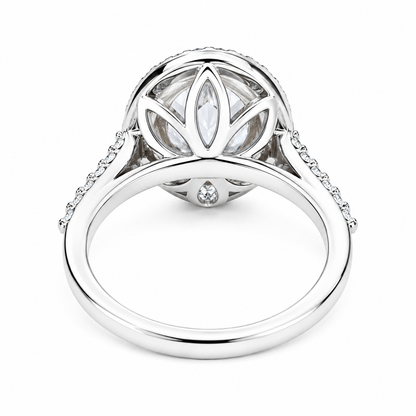 Oval shaped moissanite engagement ring white gold double halo moissanite fiancé ring Unique vintage wedding anniversary promise ring #7647