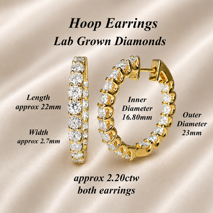 Lab grown diamond hoop earring 14K gold, Inside out diamond hoop earrings, Everyday hoop earrings, huggie hoop earring, endless hoops