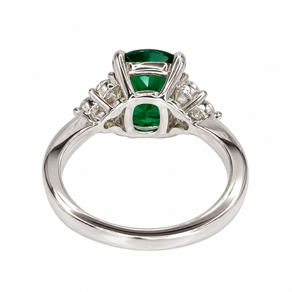 Emerald Engagement Ring, May Birthstone Ring, Elongated Cushion Cut Emerald Ring, Emerald Wedding Ring, Emerald Anniversary Ring,  #6650