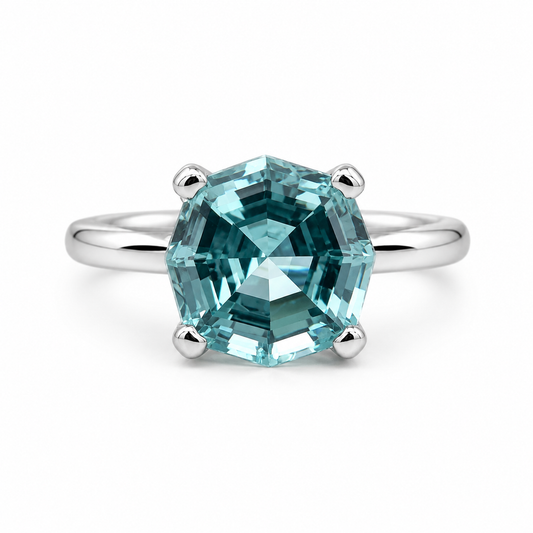 Paraiba Tourmaline Neon Blue Web Cut Engagement Ring 14K White Gold Unique Paraiba Web Cut Tourmaline Promise Wedding Anniversary Ring #7327