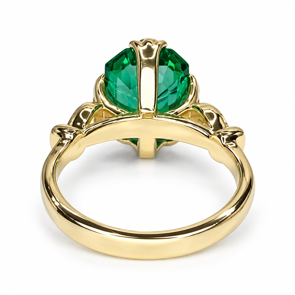 Emerald cut emerald with natural diamonds vintage style engagement ring, 3.50ctw, 14k yellow gold #5995