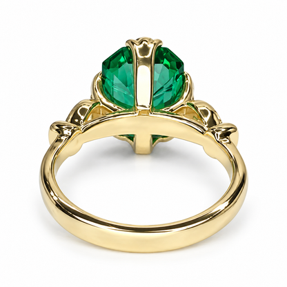 Emerald cut emerald with natural diamonds vintage style engagement ring, 3.50ctw, 14k yellow gold #5995