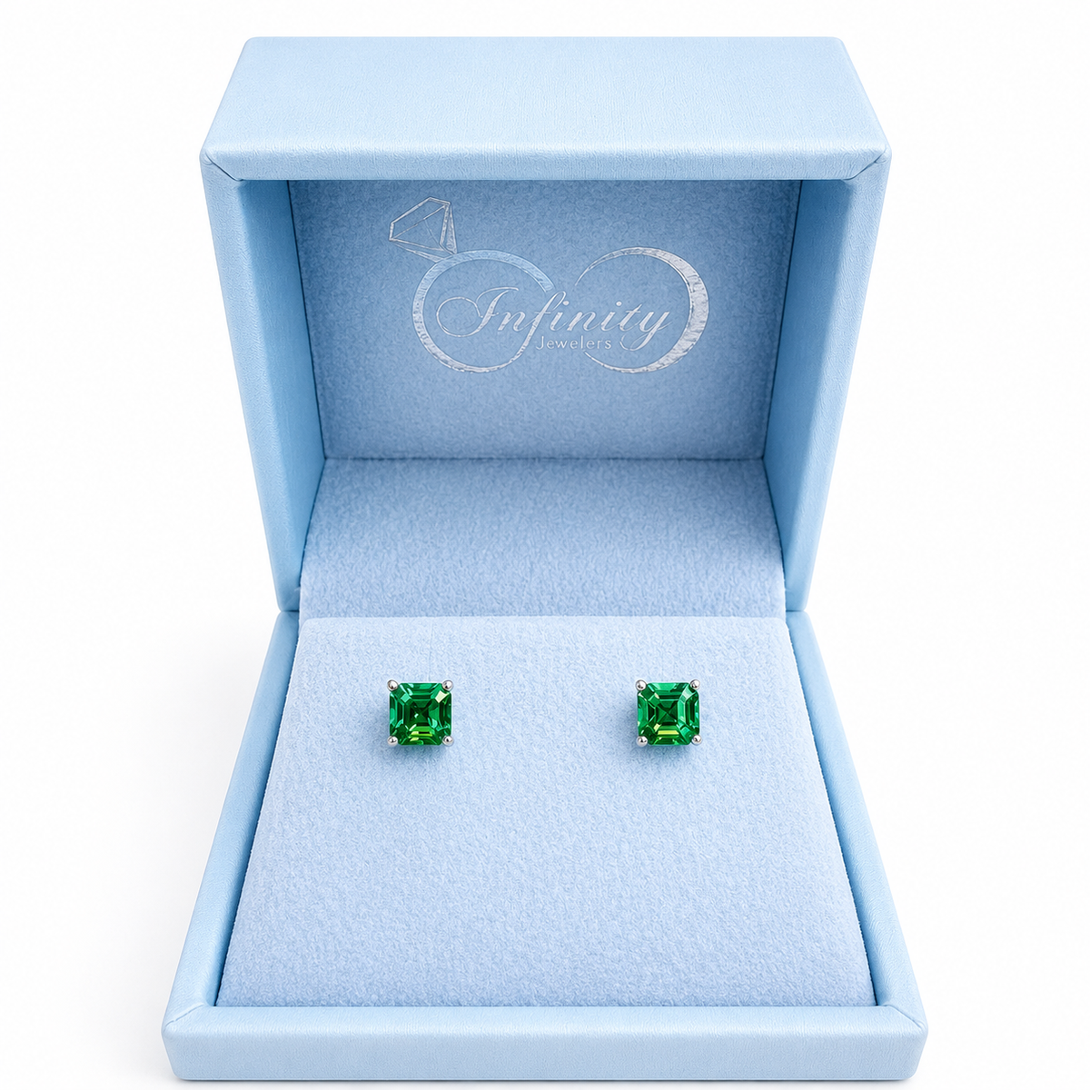 May Birthstone Earrings , Ladies Earrings , Asscher Emerald Studs , 14k Gold Earrings, Mothers Day , Birthday Gift , #8841