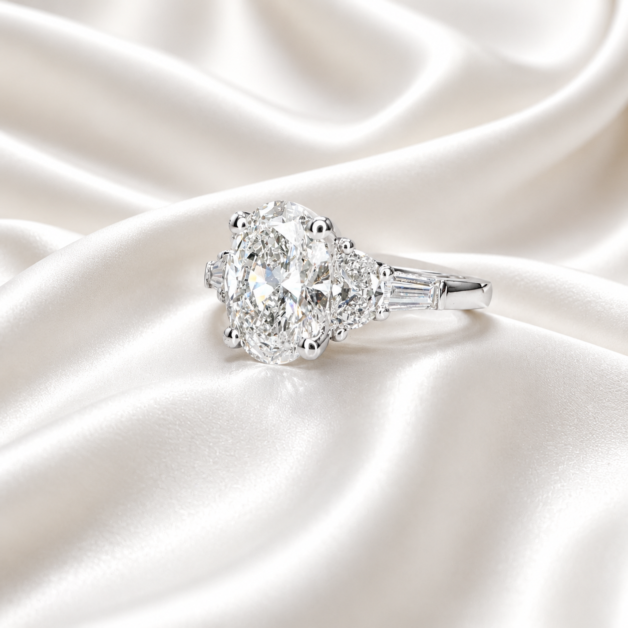 2.00 CT Oval Engagement Ring 14k Solid Gold , Lab Grown Diamond Engagement Ring , Oval Three Stone Lab Created Dimond Ring Ladies Diamond Ring #8543
