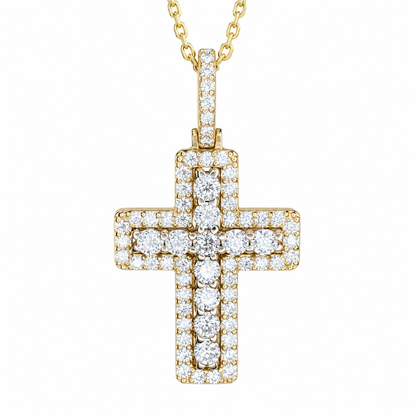 Large Cross Necklace 14K Solid Gold, Unique Moissanite Cross Pendant Necklace, Custom Cross Pendant Faith Crucifix Jesus Necklace Gold #7690