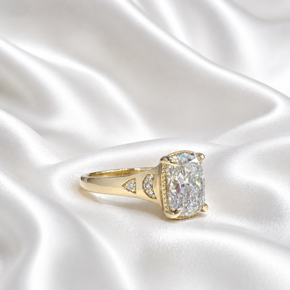 14k Gold Cushion Lab Grown Diamond Bezel Engagement Ring – IGI Certified, Custom Size, Modern Minimal #8796
