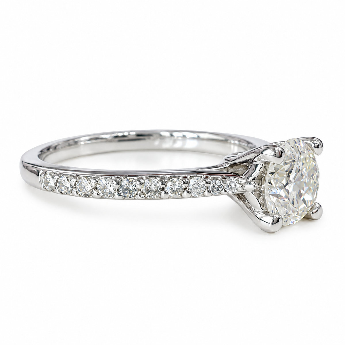 Solitaire Diamond Engagement Ring 14k White Gold, Thin Band Engagement Ring, Simple Promise Ring For Her, Solitaire Engagement Ring,  #6459