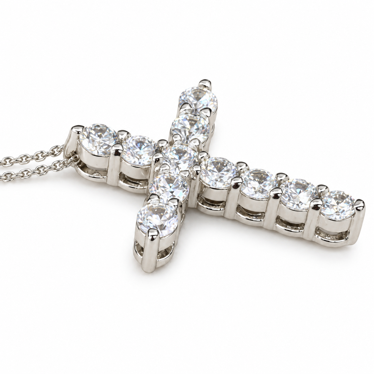 Large Cross Necklace Pendant 14k Solid Gold Cross, Moissanite Cross Necklace, Baptism Confirmation Religious Catholic Cross Pendant,  #4774