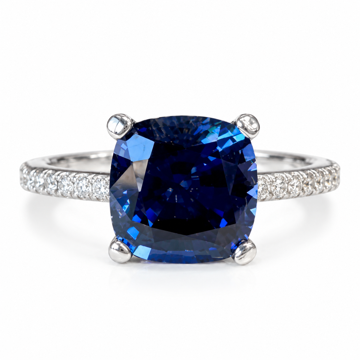 Blue Sapphire Ring 14k solid gold, Cushion Cut Blue sapphire Engagement Ring, September Birthstone Jewelry, Something Blue Bridal Ring