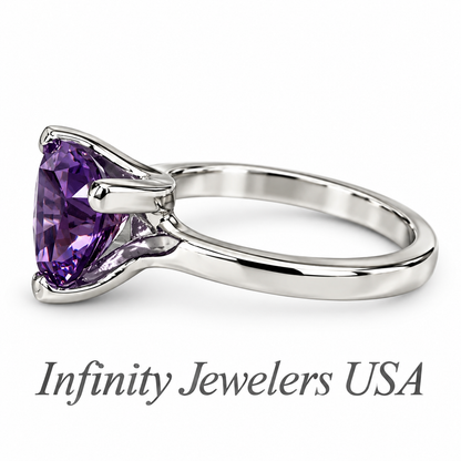 Alexandrite Trillion Engagement Ring White Gold Unique Trillion Alexandrite Anniversary Promise Wedding Bridal Ring