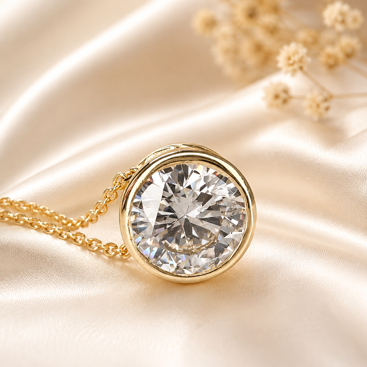 1.50 CTW Lab Grown Diamond Pendant Necklace 14K Gold , Dainty Layering Diamond Necklace , Diamond Solitaire Necklace Birthday Gift , #8516