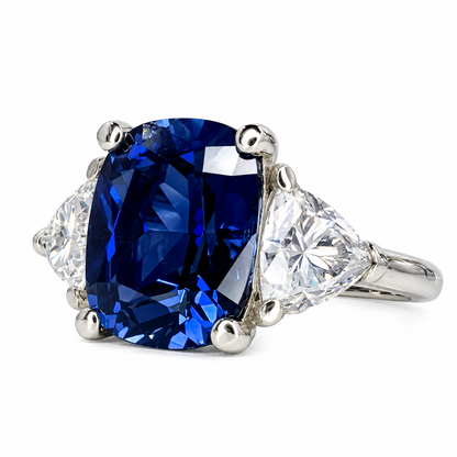 5.00 cushion Blue Sapphire Engagement Ring White Gold Elongated Cushion Blue Sapphire Engagement Ring Unique Anniversary Promise Ring #7345