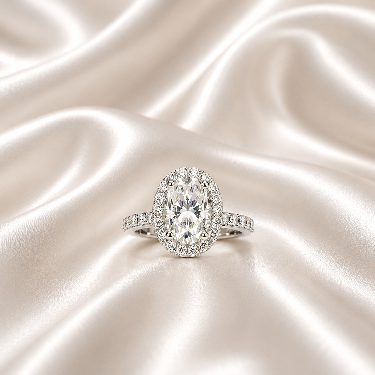 1.10 Carat Oval VS2/E Diamond Solitaire Engagement Ring, Lab Diamond Halo Engagement Ring, Lab Created Diamond Ring, 14k Yellow Gold