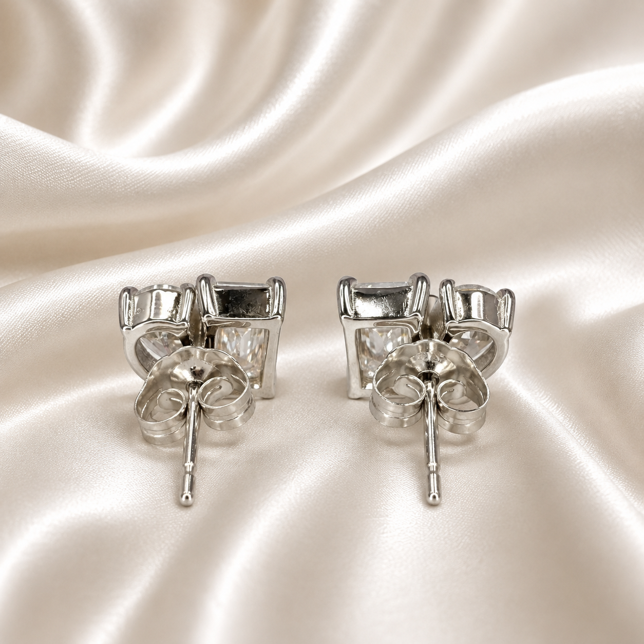 14k Gold Diamond Earrings – Toi Et Moi Pear & Emerald Shape Studs 2 CTW