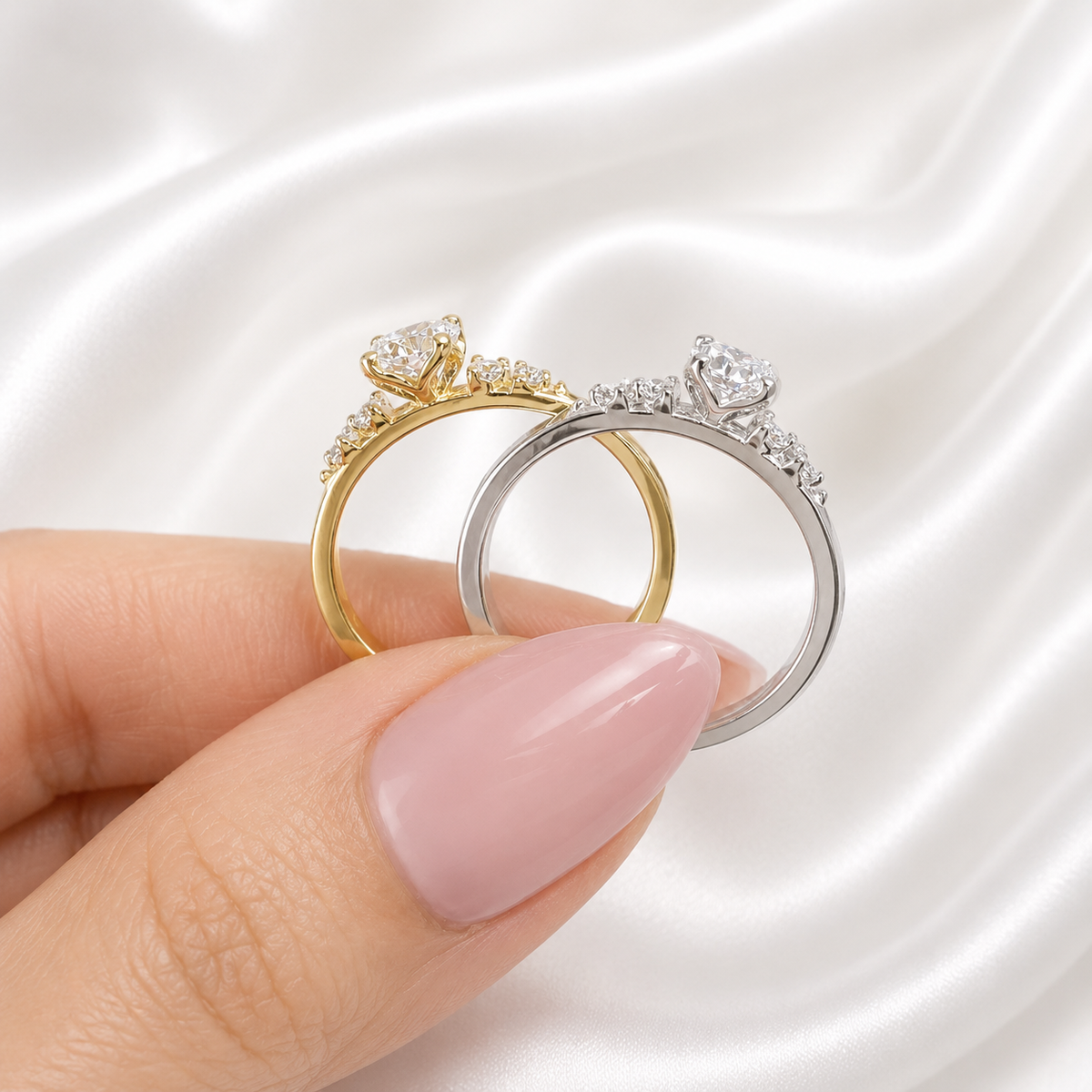 0.25CT Center Lab Grown Diamond Engagement Ring 14K Solid Gold, Five Stone Lab Created Diamond Wedding Ring Simple Diamond Bridal Ring #8849