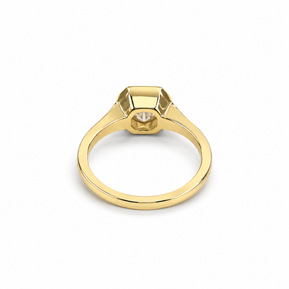 Radiant Cut Moissanite Engagement Ring, Solitaire Radiant Moissanite Bezel Set Wedding Ring, 14k Gold Moissanite Radiant Ladies Ring   #7170