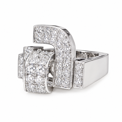 Diamond cluster ring 14k white gold, Unique Art Deco  diamond mens ring, mens iced out ring, gift for him, hip hop ring, pinky ring,   #7758