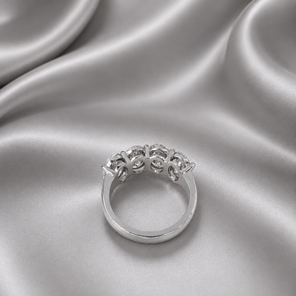 4CTW Oval Lab Grown Diamond 4 Stone Wedding Band 14K Solid Gold , IGI Certified Lab Diamond Stacking Band , #8828