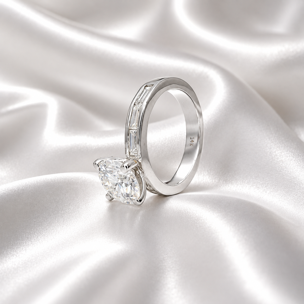 2.70 CTW Lab Grown Diamond Engagement Ring 14K Gold Round Cut Lad Created Diamond Anniversary Ring For Her Three Stone Diamond Ring # 8495
