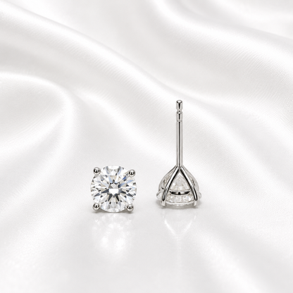 Martini Style Moissanite Stud Earrings , 1.60 ctw. To 3.80 ctw. 14K Gold , Unisex Moissanite Stud Earrings , Simple Stud Earrings #8826