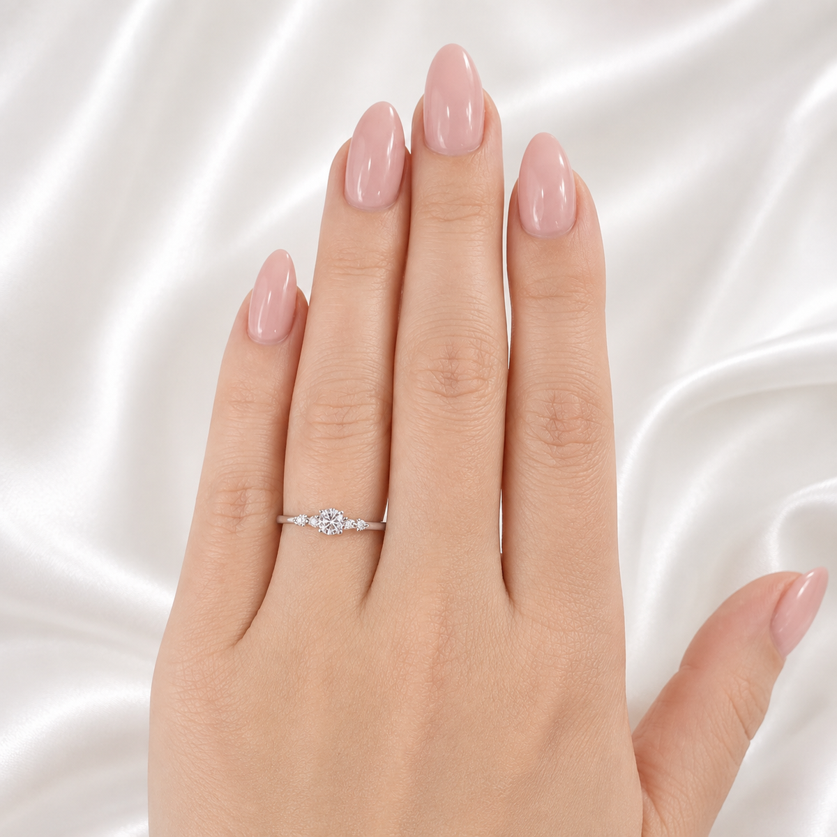 0.25CT Center Lab Grown Diamond Engagement Ring 14K Solid Gold, Five Stone Lab Created Diamond Wedding Ring Simple Diamond Bridal Ring #8849