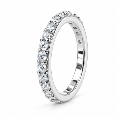 Half Eternity Moissanite wedding Band White Gold Stacking Moissanite Band Thin Dainty Wedding Band Simple Moissanite Band Gift For Her  7412