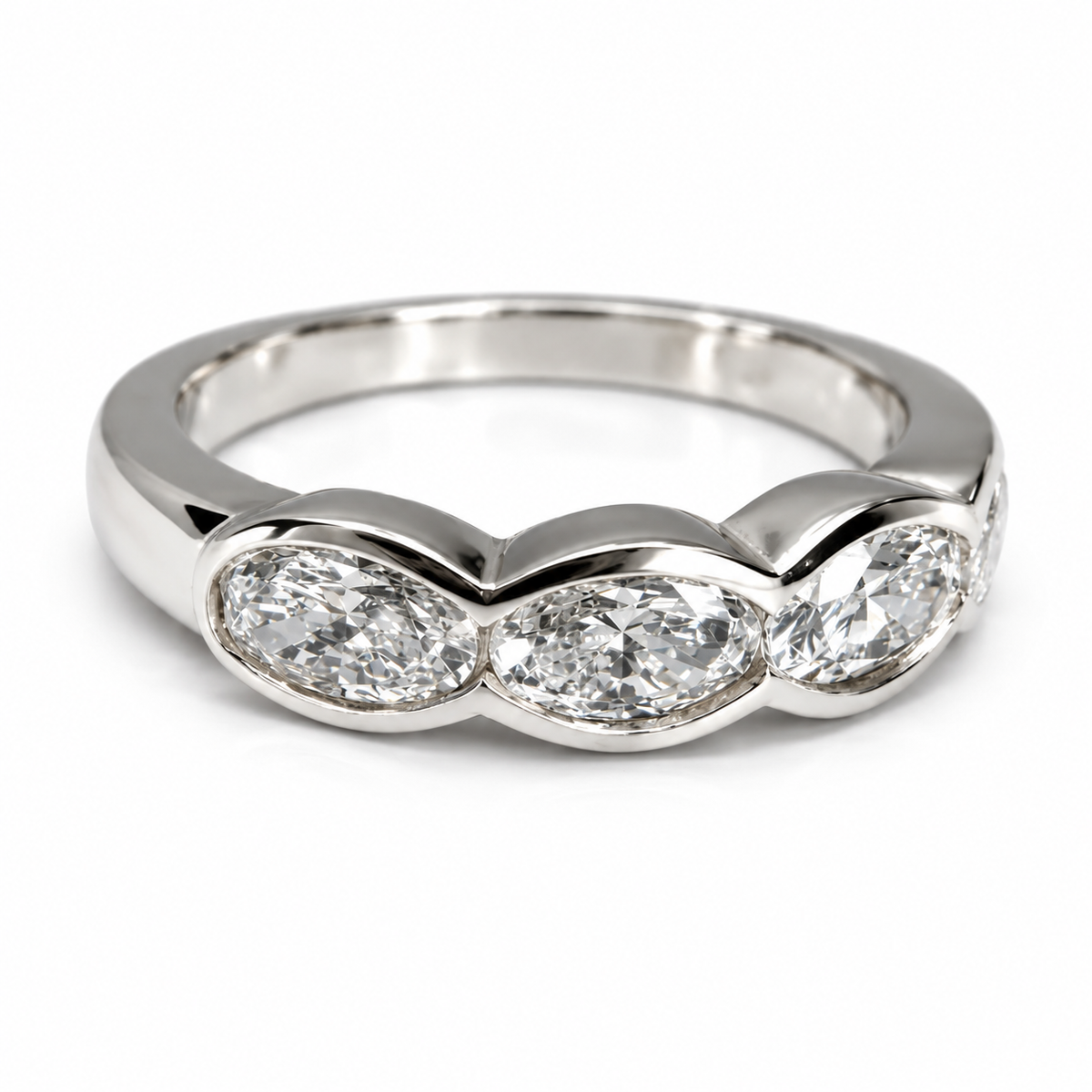 5 Stone Oval Lab Grown Diamond Anniversary Band 14K Solid Gold, East West Oval Lab Diamond Wedding Band #8934