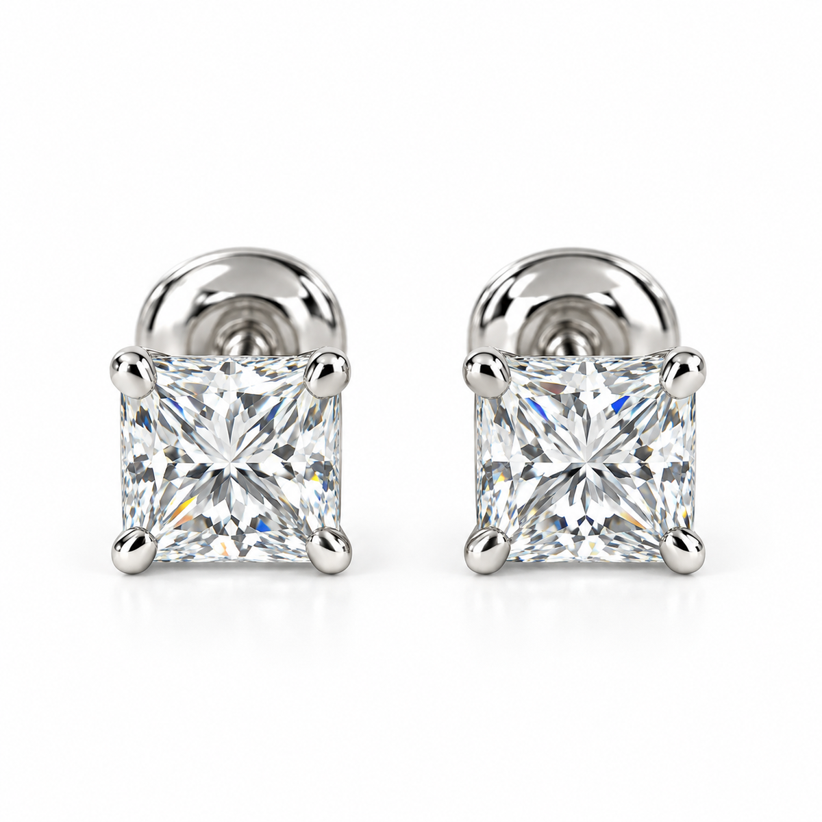 Moissanite Earrings, 14K Solid Gold Moissanite Stud Earrings Push Backs, Everyday Earrings Unisex, VVS Moissanite Studs Screw Backs, #7051