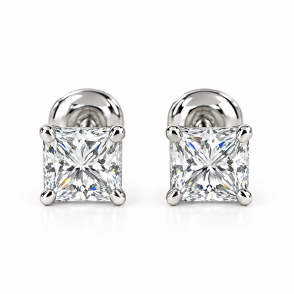 Moissanite Earrings, 14K Solid Gold Moissanite Stud Earrings Push Backs, Everyday Earrings Unisex, VVS Moissanite Studs Screw Backs, #7051