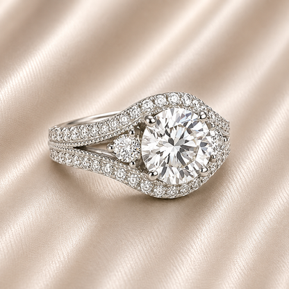 Lab grown diamond engagement ring 14k solid gold, cvd lab created diamond ring, round diamond wedding ring, certified diamond ring