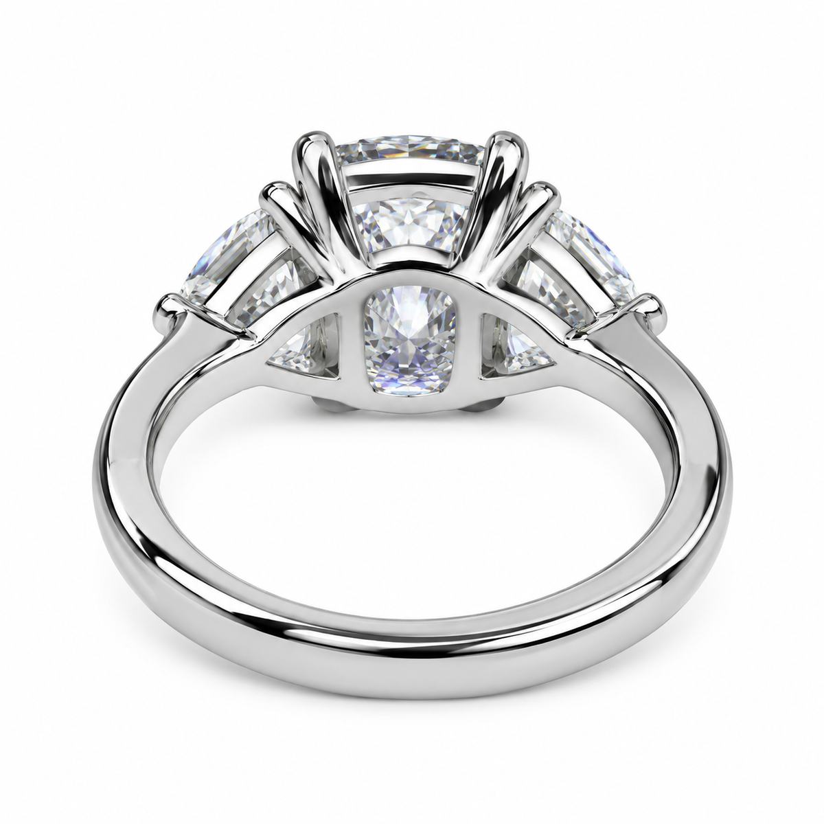 Cushion Cut Moissanite Engagement Ring White Gold Three Stone Moissanite Engagement Rings Women Unique Wedding Promise Anniversary Ring