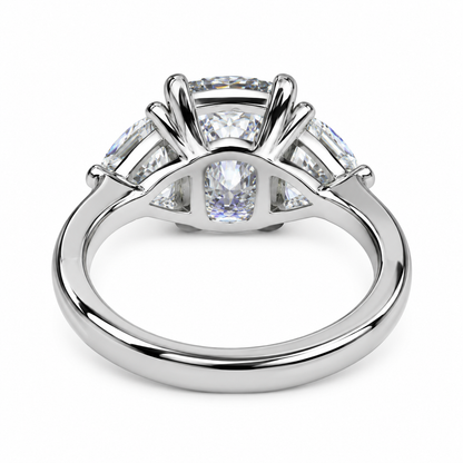 Cushion Cut Moissanite Engagement Ring White Gold Three Stone Moissanite Engagement Rings Women Unique Wedding Promise Anniversary Ring