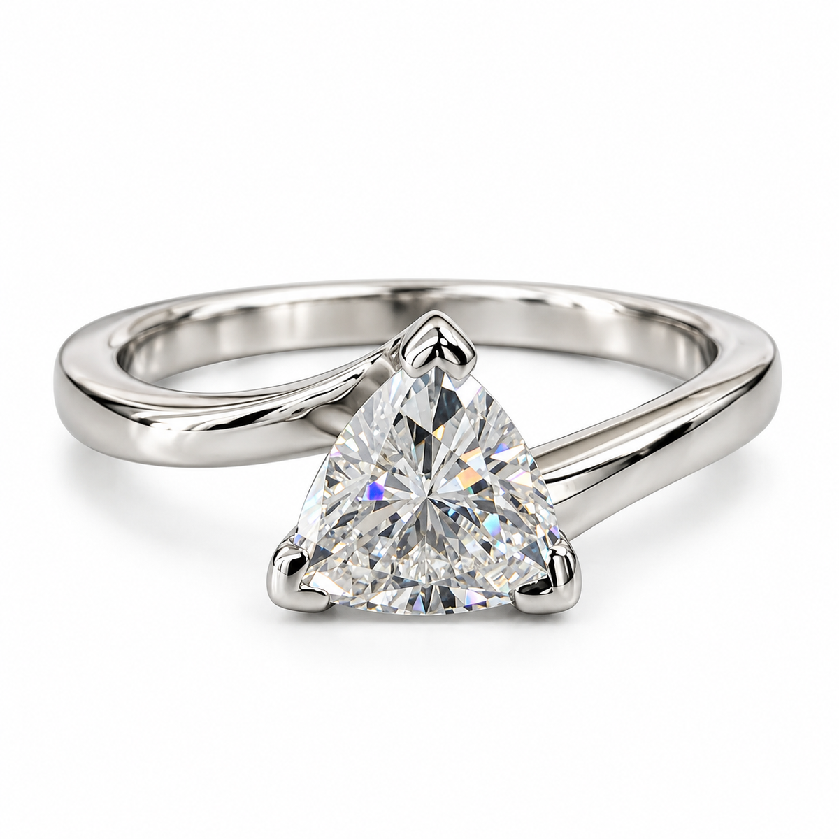 Certified Moissanite, Moissanite Engagement Ring, Trillion Cut Solitaire Moissanite Ring, Unique Engagement Ring, 14k Gold Ring