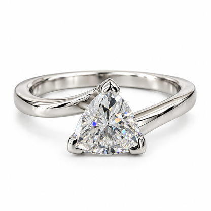 Certified Moissanite, Moissanite Engagement Ring, Trillion Cut Solitaire Moissanite Ring, Unique Engagement Ring, 14k Gold Ring