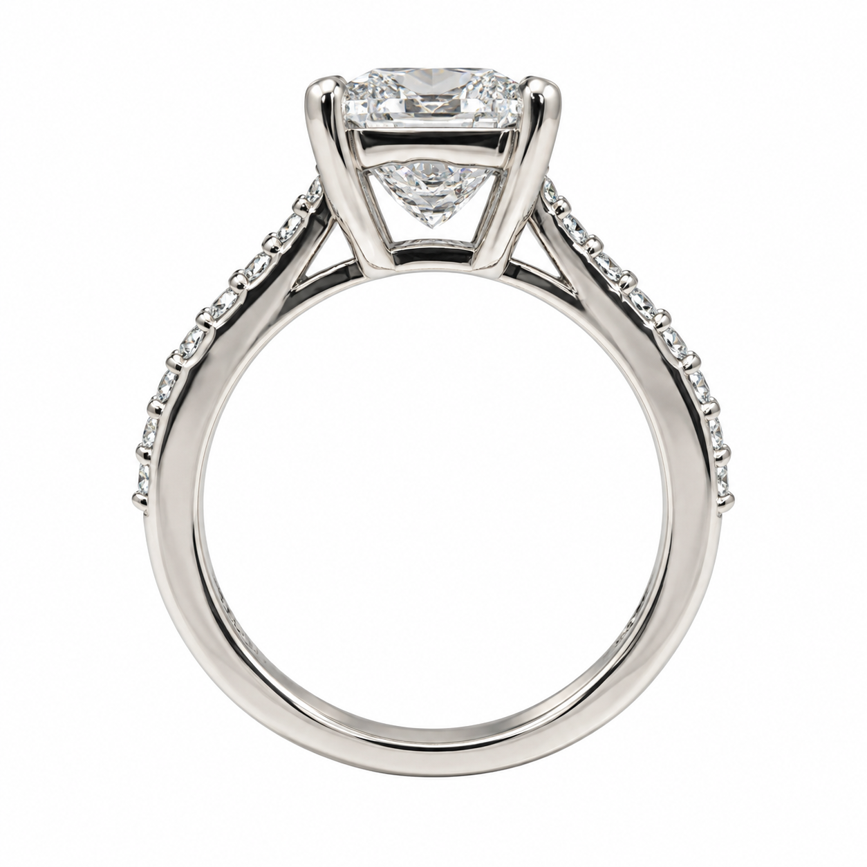 Moissanite Engagement Ring Princess Cut 14K Solid White Gold, Simple Moissanite Engagement Ring For Ladies Solitaire Princess Cut Ring #7436