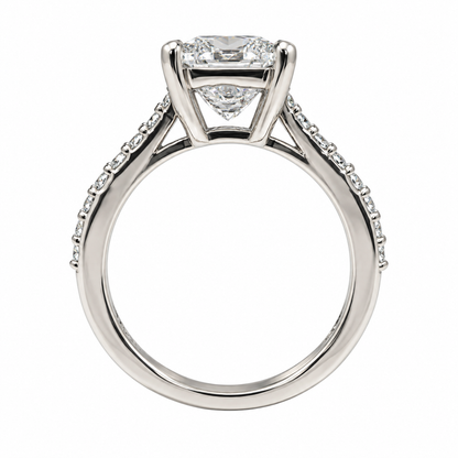 Moissanite Engagement Ring Princess Cut 14K Solid White Gold, Simple Moissanite Engagement Ring For Ladies Solitaire Princess Cut Ring #7436
