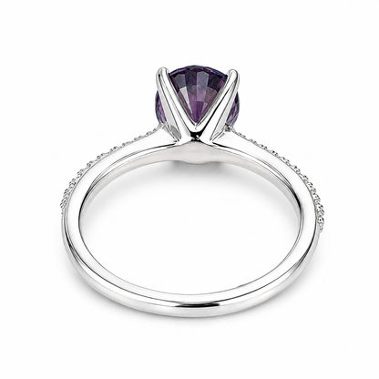 Oval Cut Engagement Ring / Alexandrite Wedding Ring / Alexandrite and Moissanite Ring / 14k White Gold / #6215