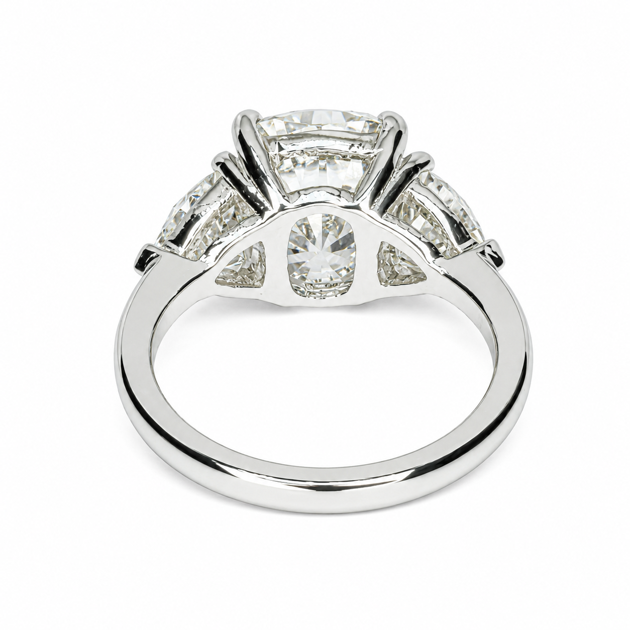 Moissanite Elongated Cushion Cut Engagement Ring, Elongated Cushion And Trillions Simulated Diamond Wedding Ring, 14k Gold Moissanite  #7011