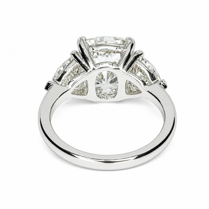 Moissanite Elongated Cushion Cut Engagement Ring, Elongated Cushion And Trillions Simulated Diamond Wedding Ring, 14k Gold Moissanite  #7011