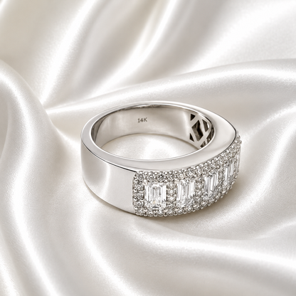 2.70 CTW Lab Grown Diamond Mens Wedding Band 14K Solid Gold #8492