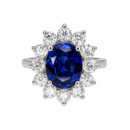 Oval cut blue sapphire engagement ring in 14k white/yellow gold, Unique Vintage oval cut blue sapphire Wedding Anniversary Promise Ring#6464