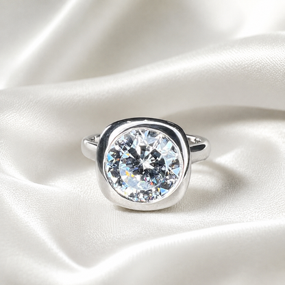 3 carat Round Moissanite Solitaire Engagement Ring, 14k Gold Moissanite Bezel Set Wedding Ring, Round Solitaire Ring For Her #5987