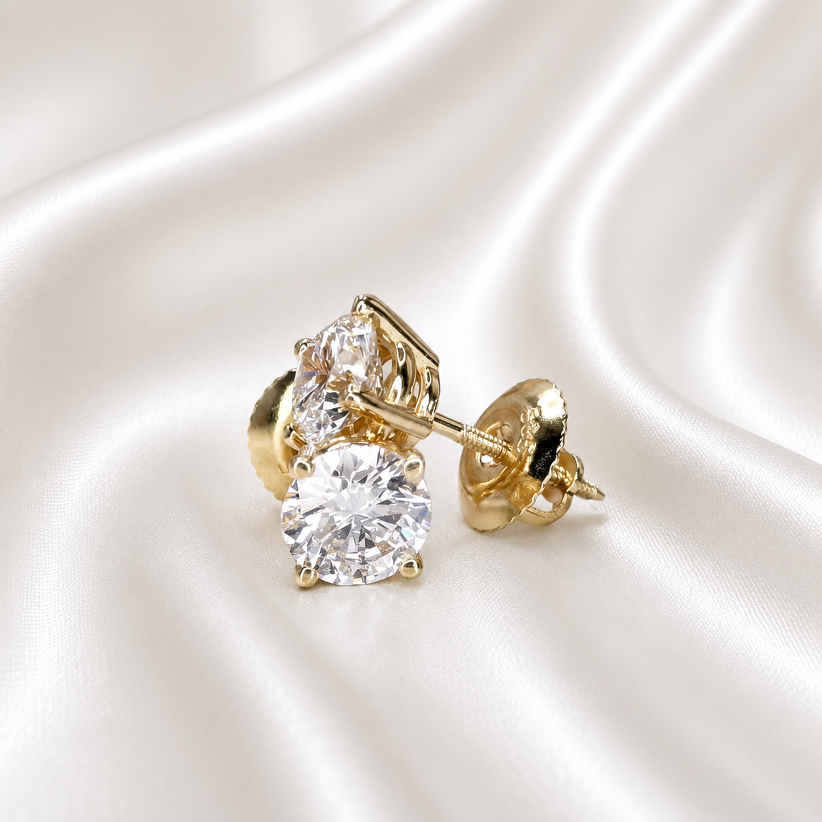2.00ctw Lab grown diamond stud earrings 14k gold cvd diamond earrings, Lab created diamond studs, round diamond stud earrings unisex