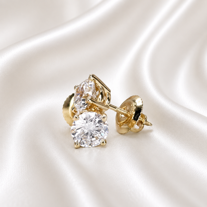 2.00ctw Lab grown diamond stud earrings 14k gold cvd diamond earrings, Lab created diamond studs, round diamond stud earrings unisex