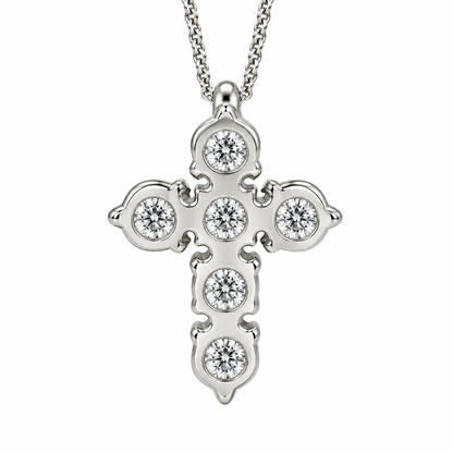 Cross Necklace, Small Cross Pendant Necklace, Gold Cross, Dainty Crucifix Pendant Necklace, Minimalist Cross Pendant, Moissanite Cross