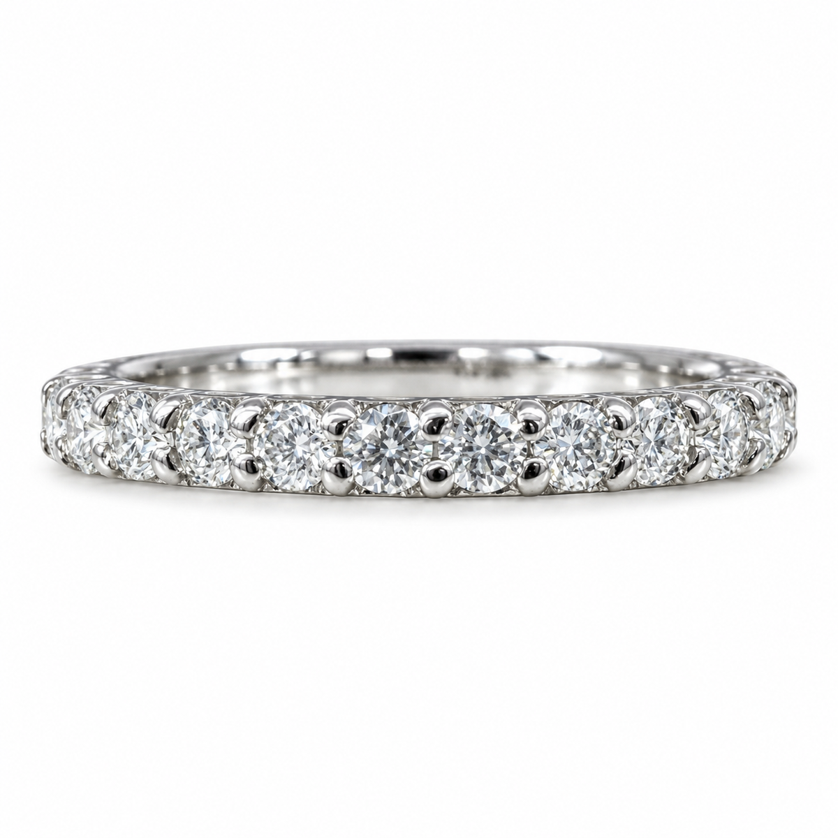 Half Eternity Moissanite wedding Band White Gold Stacking Moissanite Band Thin Dainty Wedding Band Simple Moissanite Band Gift For Her  7412