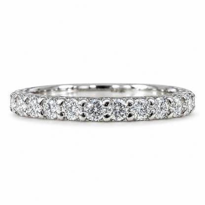 Half Eternity Moissanite wedding Band White Gold Stacking Moissanite Band Thin Dainty Wedding Band Simple Moissanite Band Gift For Her  7412